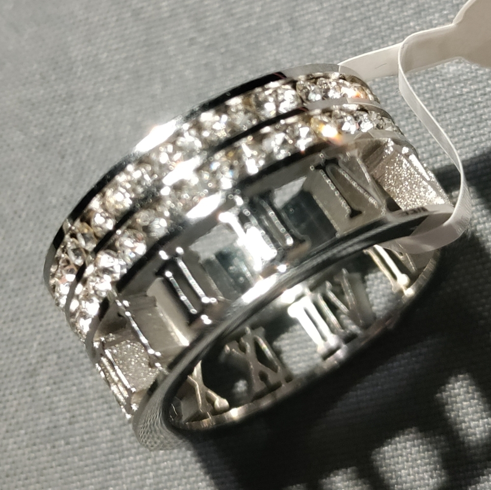 NEW Stainless Steel Elegant Silver Roman Numeral Ring